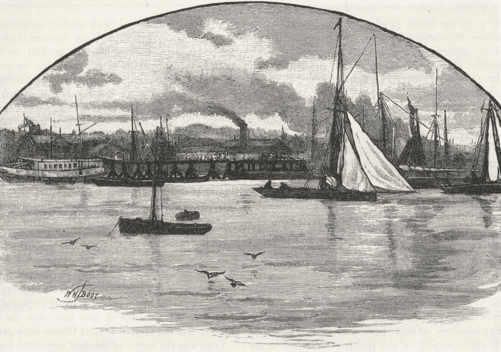 ERITH. Erith, from the River. Kent 1888 old antique vintage print picture